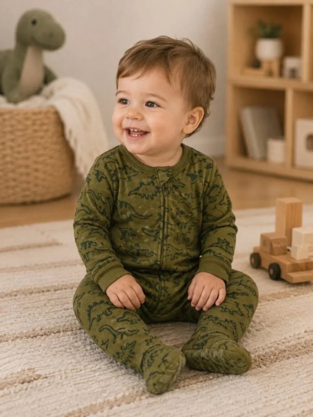 12m or 18m Carters Dinosaur Fleece Footie 2 way zipper Pajama NWT
